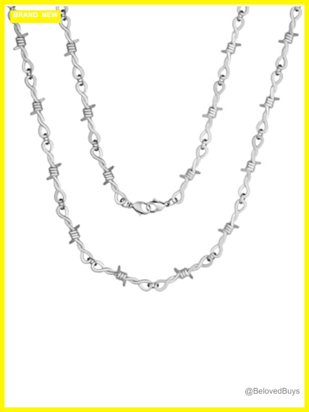 Barbed Wire Chain Necklace Stainless Steel Zinc Alloy Gothic Punk Grunge 22 in